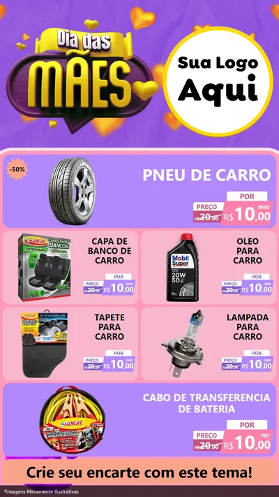 Modelo de TV para TV Vertical com o tema Dia das Mães para Auto peças