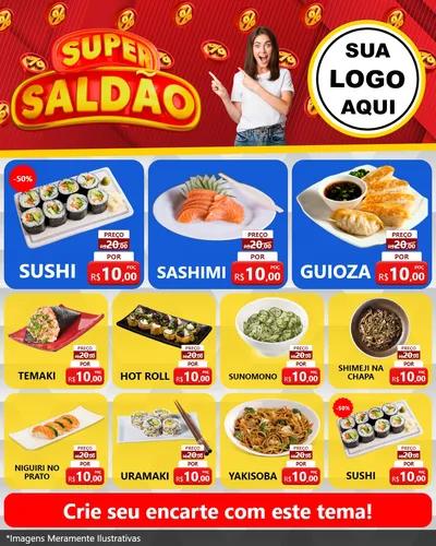 Modelo de Rede Social para Feed Instagram com o tema Super Saldão para Comida japonesa