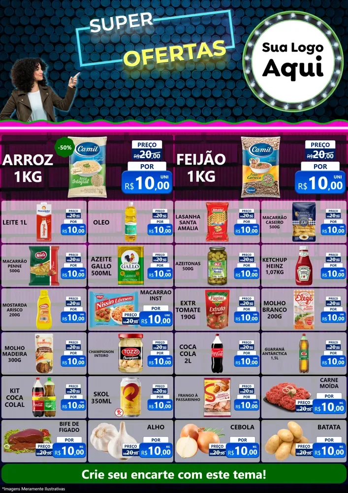 Modelo de Encarte para Encarte A4 Vertical com o tema Super Ofertas para Supermercado