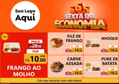 Modelo de Encarte para Encarte A4 Horizontal com o tema Sexta da Economia para Restaurante