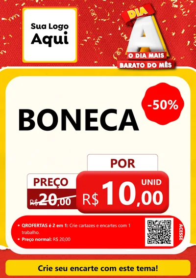 Modelo de Cartaz para Cartaz A4 Vertical com o tema Dia A o Dia Mais Barato do Mês para Brinquedos