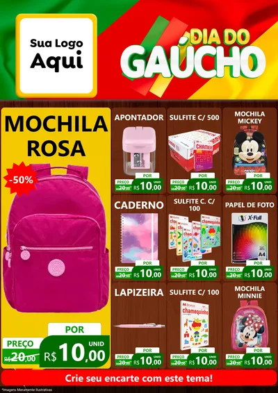 Modelo de Encarte para Encarte A4 Vertical com o tema Dia do Gaúcho para Papelaria