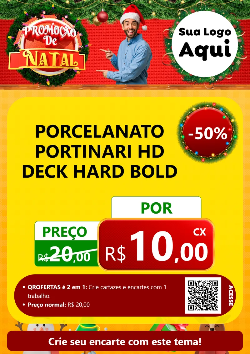 Modelo de Cartaz para Cartaz A4 Vertical com o tema Promoção de Natal para Pisos e revestimentos