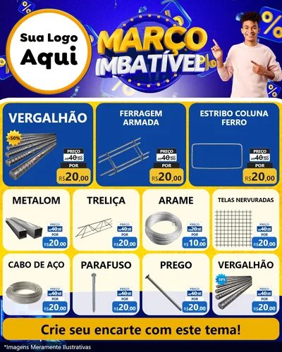 Modelo de Rede Social para Feed Instagram com o tema Março Imbatível para Ferragens