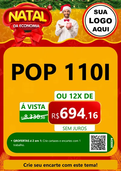 Modelo de Cartaz para Cartaz A4 Vertical com o tema Natal da Economia para Concessionaria de Motos