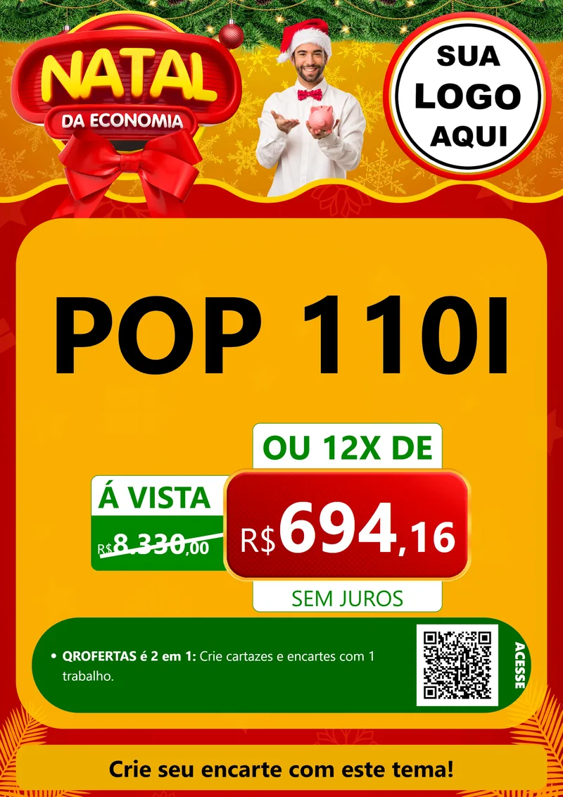 Modelo de Cartaz para Cartaz A4 Vertical com o tema Natal da Economia para Concessionaria de Motos