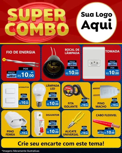Modelo de Rede Social para Feed Instagram com o tema Super Combo para Materiais Elétricos
