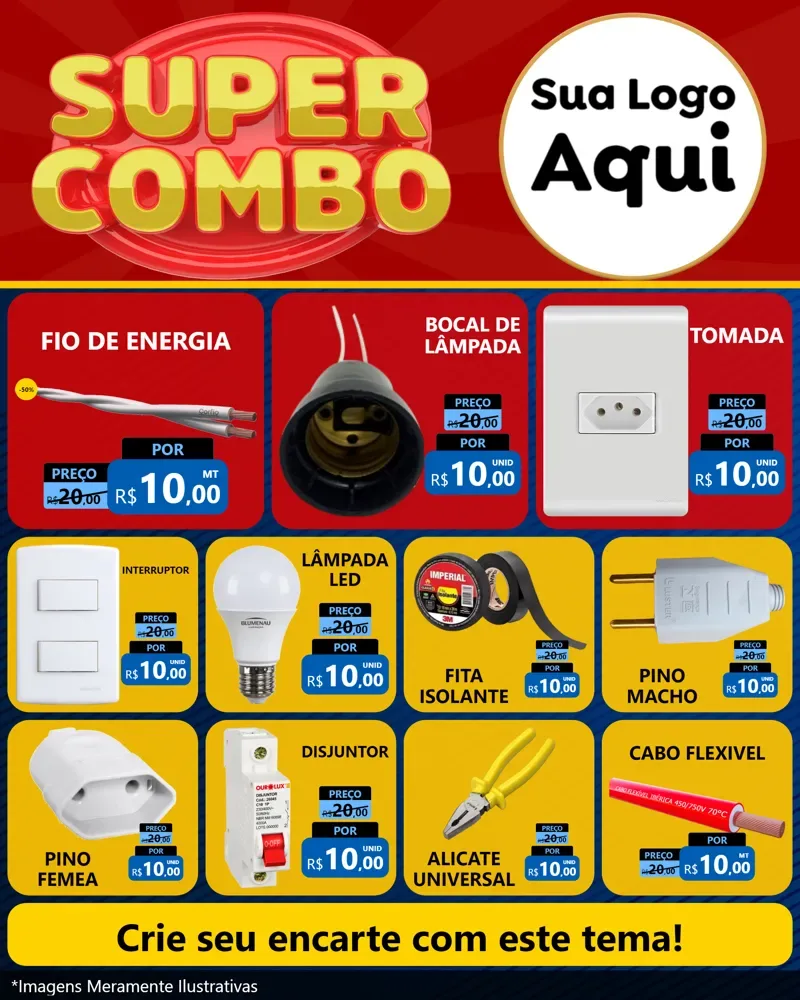Modelo de Rede Social para Feed Instagram com o tema Super Combo para Materiais Elétricos