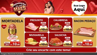 Modelo de TV para TV Horizontal com o tema Promoção Dia das Mães para Frios e Laticínios