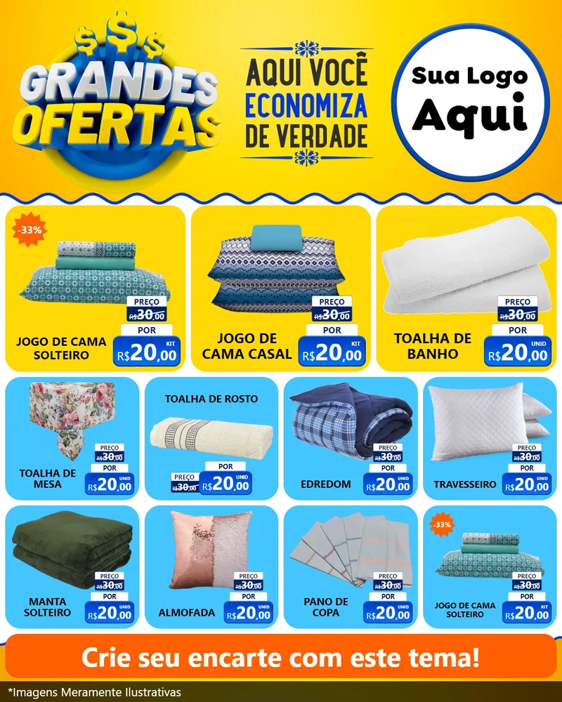 Modelo de Rede Social para Feed Instagram com o tema Grandes Ofertas para Cama, Mesa e Banho