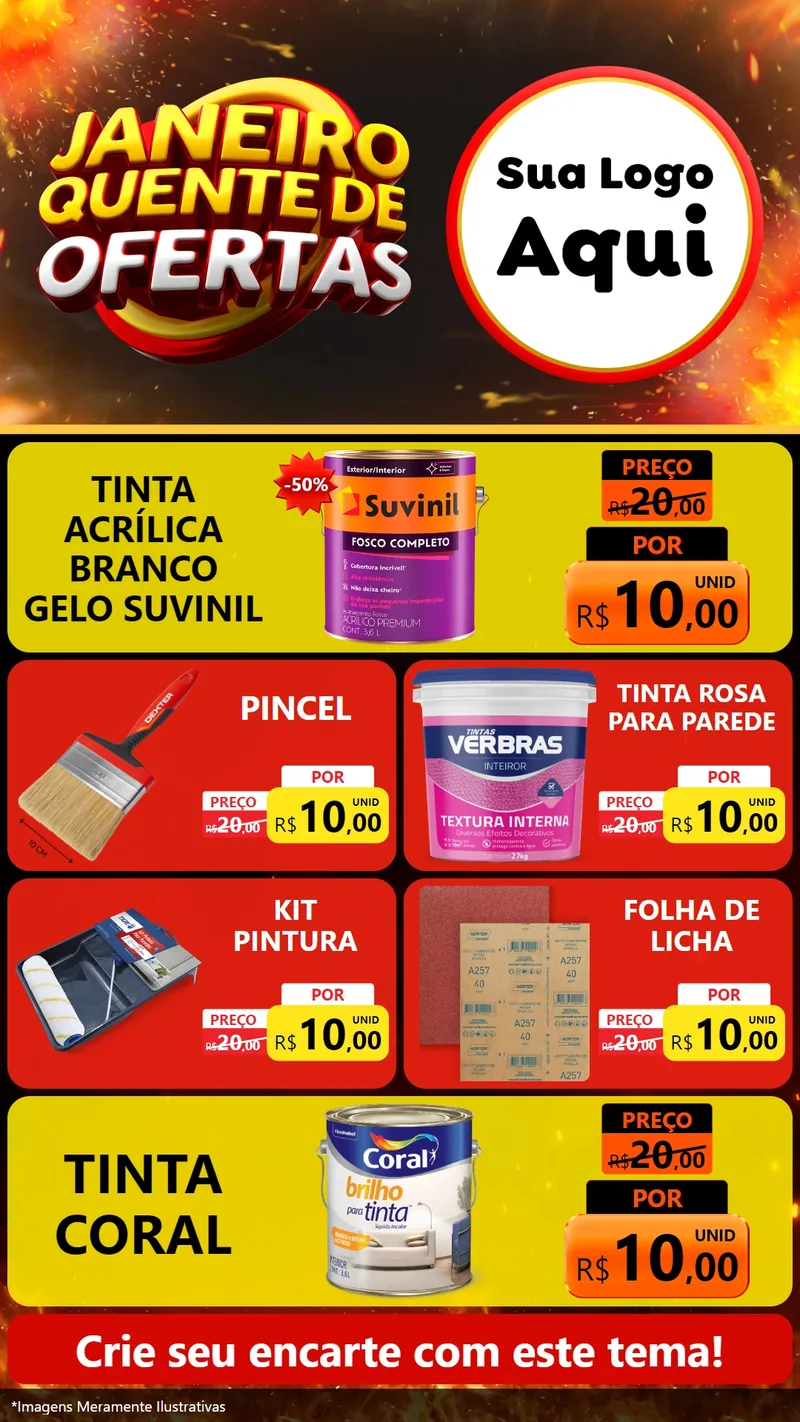 Modelo de TV para TV Vertical com o tema Janeiro Quente de Ofertas para Tintas e Ferramentas