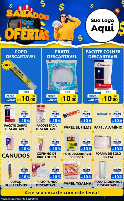 Modelo de Encarte para Encarte Grande com o tema Sabadou de Ofertas para Embalagens