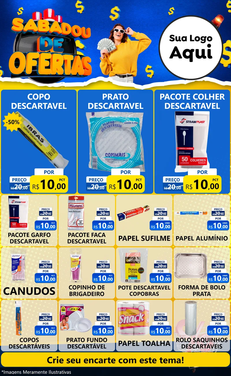 Modelo de Encarte para Encarte Grande com o tema Sabadou de Ofertas para Embalagens