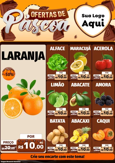 Modelo de Encarte para Encarte A4 Vertical com o tema Ofertas de Páscoa para Hortifrúti