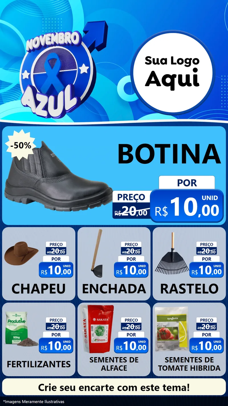 Modelo de Rede Social para Stories com o tema Novembro Azul para Agropecuária
