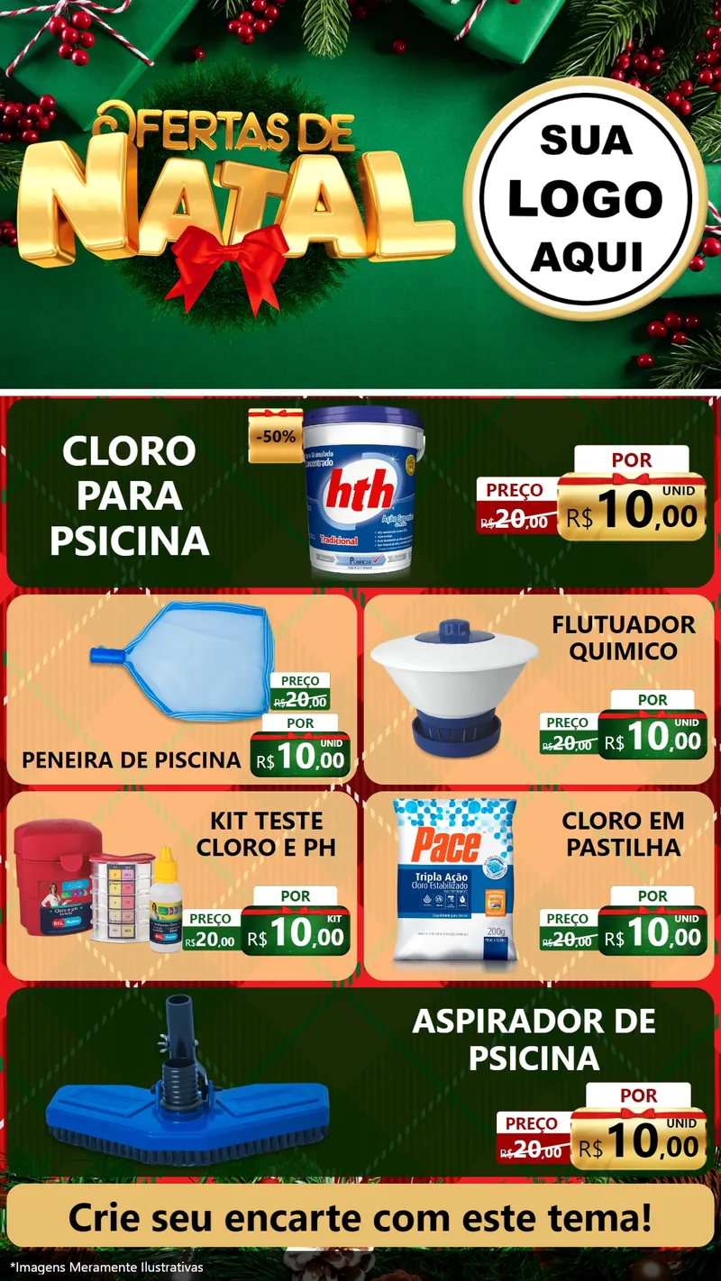 Modelo de TV para TV Vertical com o tema Ofertas de Natal para Produtos para Piscina