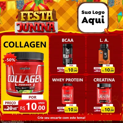 Modelo de Rede Social para Feed Facebook com o tema Festa Junina para Suplementos alimentares