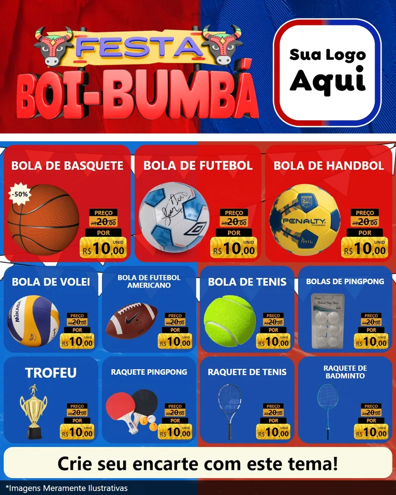 Modelo de Rede Social para Feed Instagram com o tema Festa Boi Bumbá para Artigos Esportivos