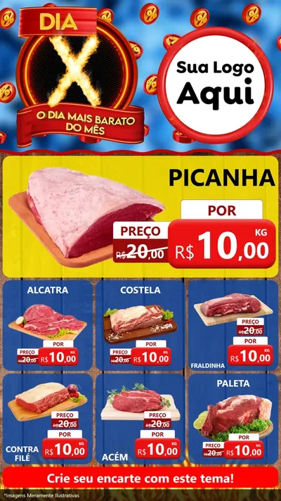 Modelo de Rede Social para Stories com o tema Dia X - O Dia Mais Barato Do Mês para Açougue
