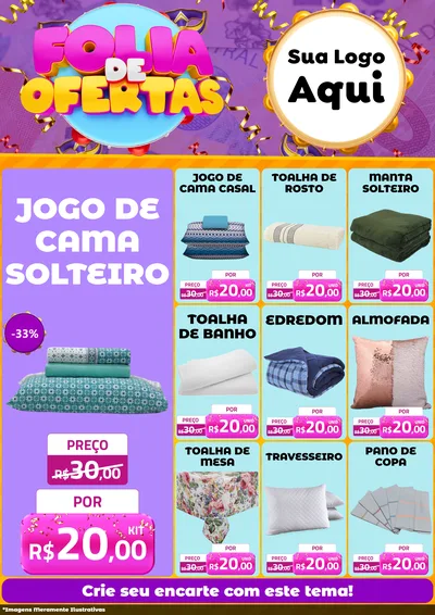 Modelo de Encarte para Encarte A4 Vertical com o tema Folia de Ofertas para Cama, Mesa e Banho
