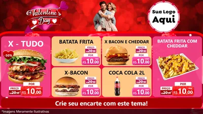 Modelo de TV para TV Horizontal com o tema Valentine's Day para Hamburgueria