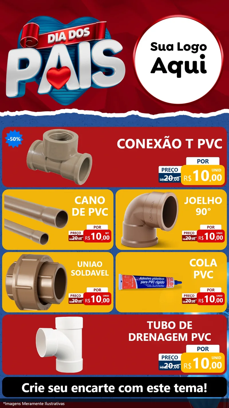 Modelo de TV para TV Vertical com o tema Dia dos Pais para Tubos e conexões