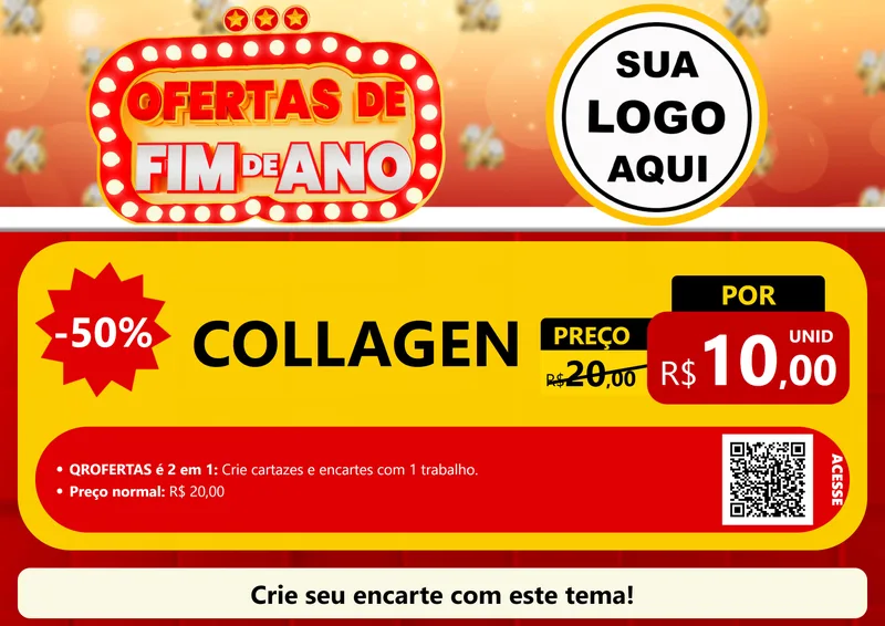 Modelo de Cartaz para Cartaz A4 Horizontal com o tema Ofertas de Fim de Ano para Suplementos alimentares