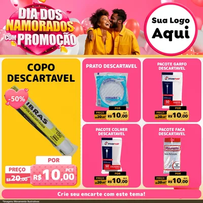 Modelo de Rede Social para Feed Facebook com o tema Dia dos Namorados com Promoção para Embalagens