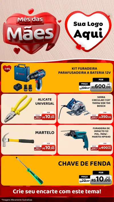 Modelo de TV para TV Vertical com o tema Mês das Mães para Maquinas e Ferramentas