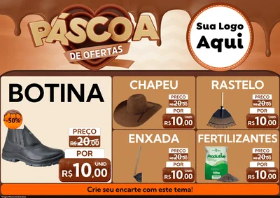 Modelo de Encarte para Encarte A4 Horizontal com o tema Páscoa de Ofertas para Agropecuária