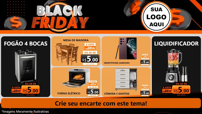 Modelo de TV para TV Horizontal com o tema Black Friday para Móveis e Eletro