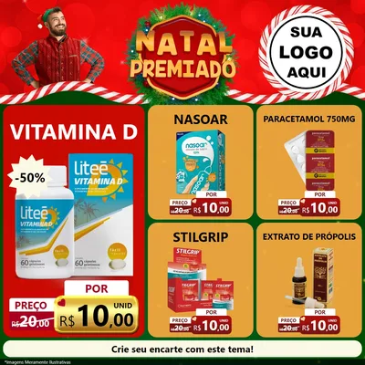 Modelo de Rede Social para Feed Facebook com o tema Natal Premiado para Farmácia