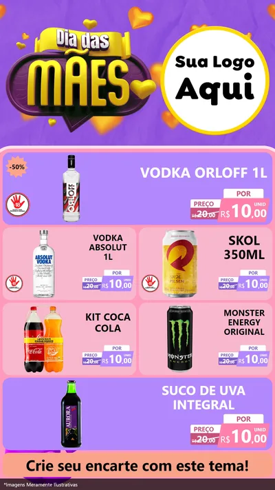 Modelo de TV para TV Vertical com o tema Dia das Mães para Distribuidora de bebidas