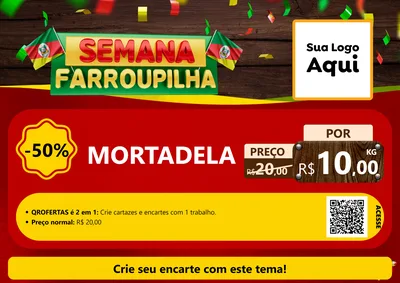 Modelo de Cartaz para Cartaz A4 Horizontal com o tema Semana Farroupilha para Frios e Laticínios