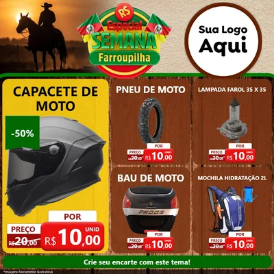 Modelo de Rede Social para Feed Facebook com o tema Especial Semana Farroupilha para Moto peças