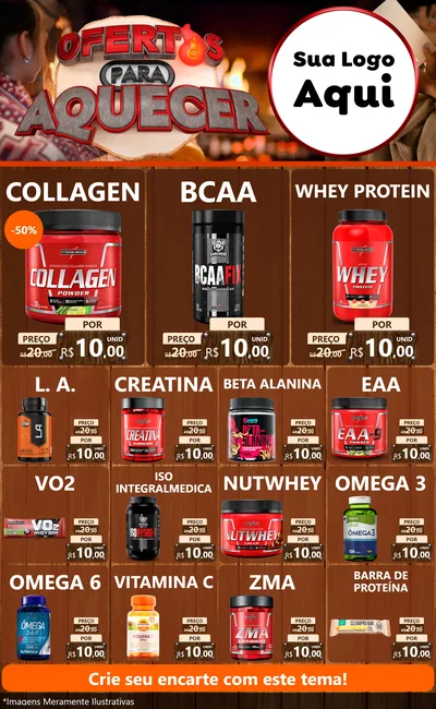 Modelo de Encarte para Encarte Grande com o tema Ofertas Para Aquecer para Suplementos alimentares