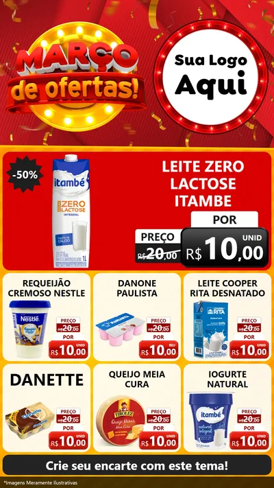 Modelo de Rede Social para Stories com o tema Março de Ofertas! para Frios e Laticínios