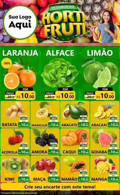 Modelo de Encarte para Encarte Grande com o tema Segunda do Hortifruti para Hortifrúti