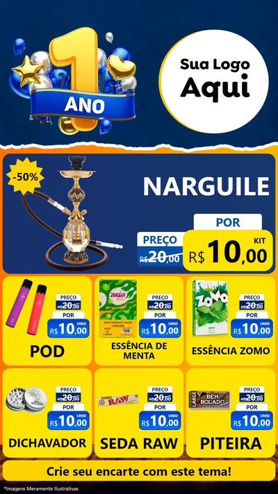 Modelo de Rede Social para Stories com o tema Um Ano de Aniversário para Tabacaria