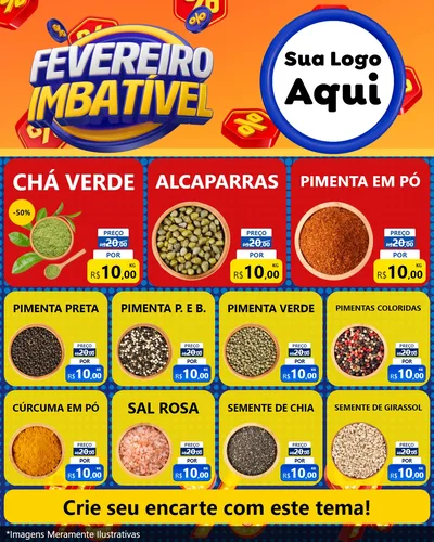Modelo de Rede Social para Feed Instagram com o tema Fevereiro Imbatível para Produtos Naturais