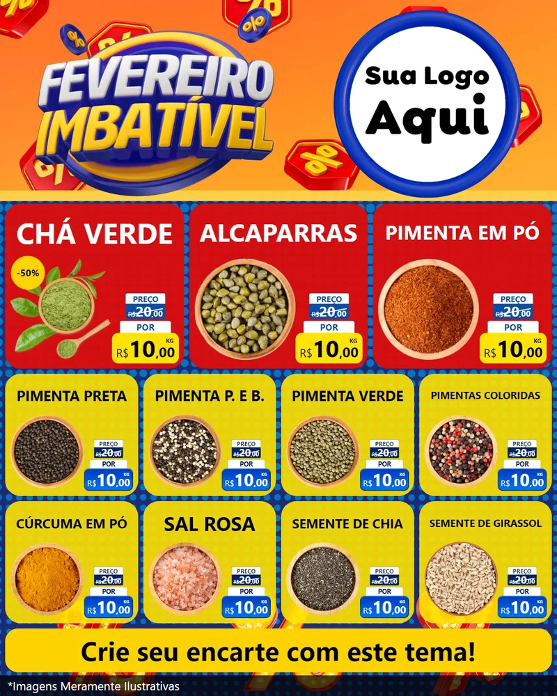 Modelo de Rede Social para Feed Instagram com o tema Fevereiro Imbatível para Produtos Naturais