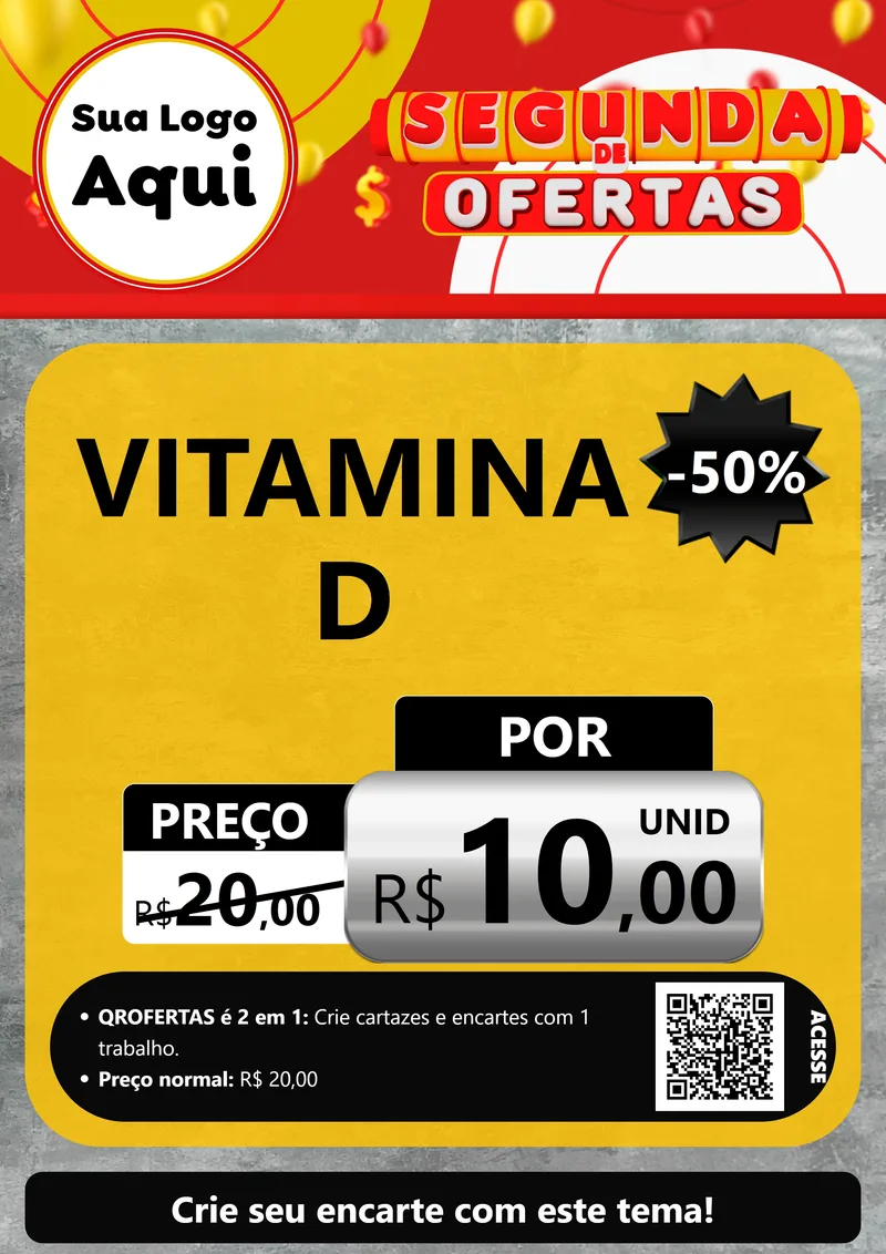 Modelo de Cartaz para Cartaz A4 Vertical com o tema Segunda de Ofertas para Farmácia