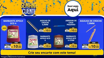 Modelo de TV para TV Horizontal com o tema Semana do Cliente para Armarinho e Aviamentos