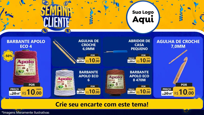 Modelo de TV para TV Horizontal com o tema Semana do Cliente para Armarinho e Aviamentos