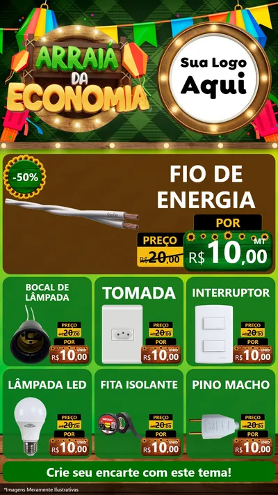 Modelo de Rede Social para Stories com o tema Arraiá de Economia para Materiais Elétricos