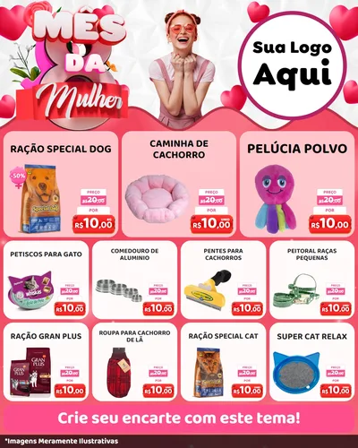 Modelo de Rede Social para Feed Instagram com o tema Mês da Mulher para Pet Shop