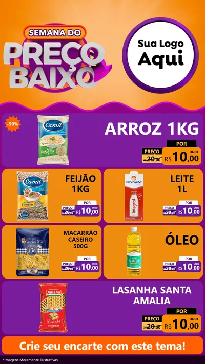 Modelo de TV para TV Vertical com o tema Semana do Preço Baixo para Supermercado