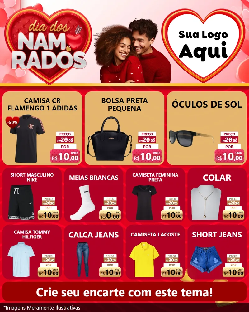 Modelo de Rede Social para Feed Instagram com o tema Dia dos Namorados para Roupas e acessórios