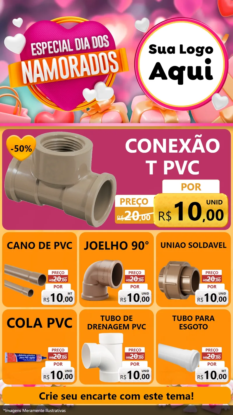 Modelo de Rede Social para Stories com o tema Especial Dia dos Namorados para Tubos e conexões