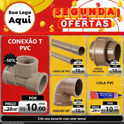 Modelo de Rede Social para Feed Facebook com o tema Segunda de Ofertas para Tubos e conexões